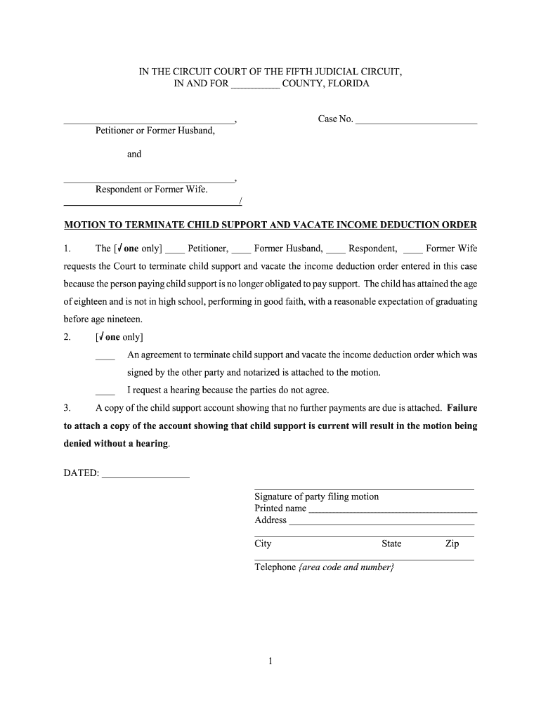 Child Support Order Form