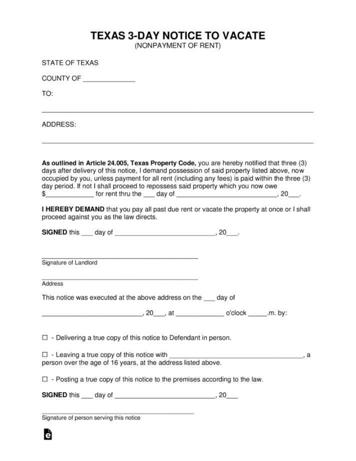 Explore Our Sample of Notice To Vacate Texas Template ...