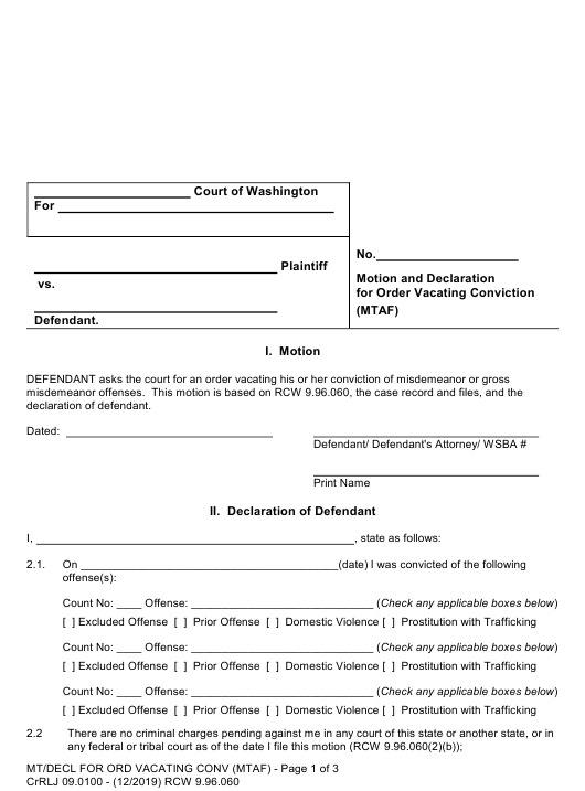 Form CrRLJ09.0100 Download Printable PDF or Fill Online ...