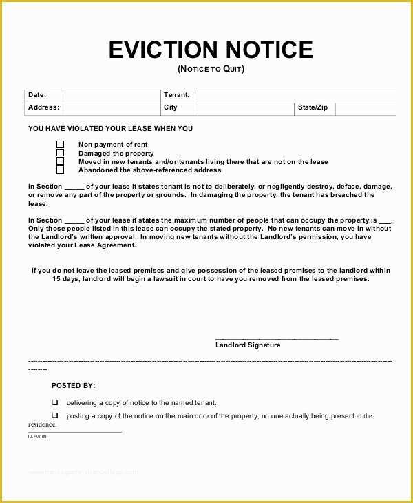 free georgia notice to pay or quit eviction notice for late rent ...