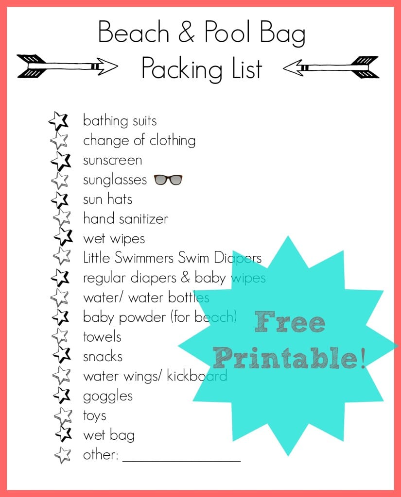 Free Printable Beach Bag Packing List