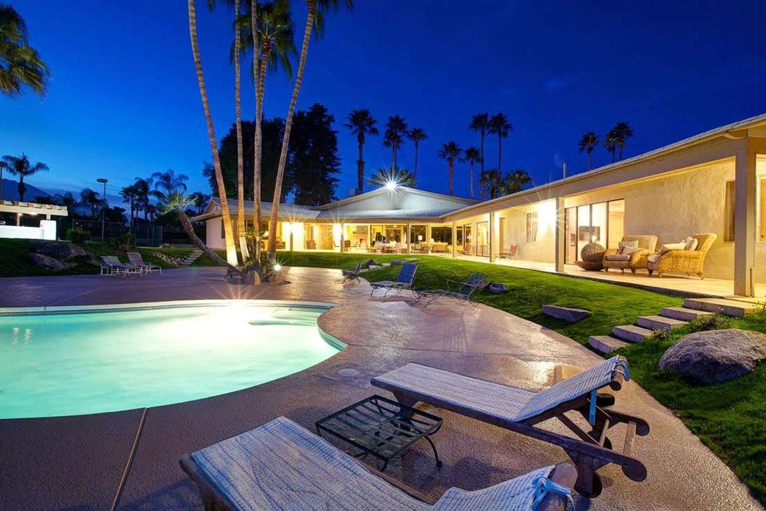 Palm Springs Vacation Rentals. Night time view of pool and patio ...