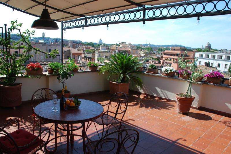 Unique terrace over Rome Has Washer and Patio
